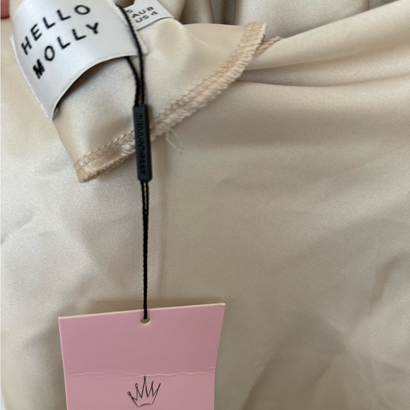 Hello Molly Luxe Arrival Satin Mini Dress Champagne NWT - Picture 5 of 5